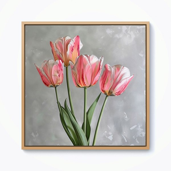 Warren Reed Painted Pink Tulips Framed Canvas