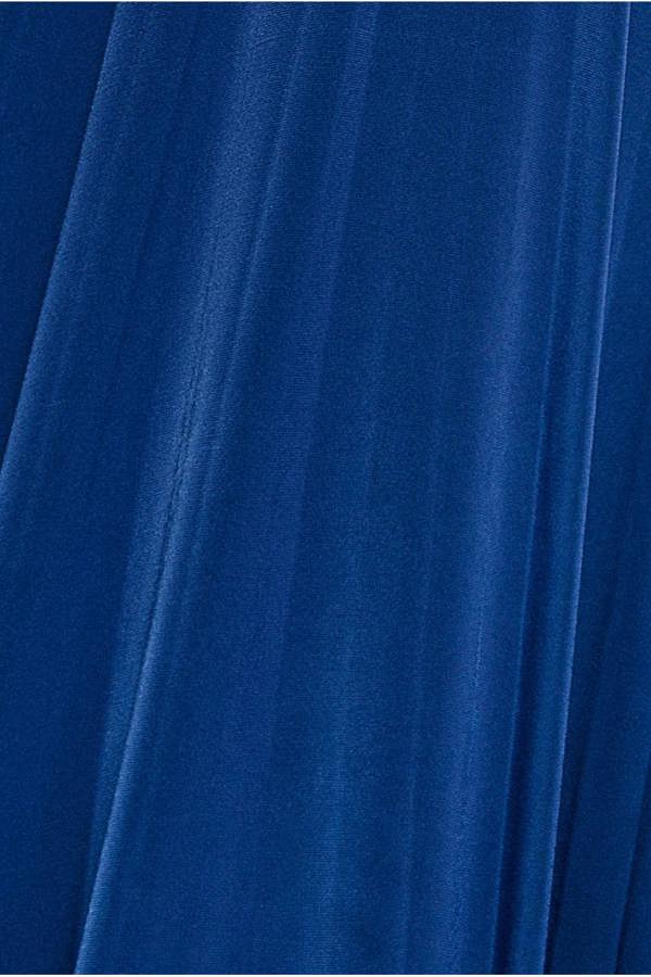 Plunge Neck Long Sleeve A Line Maxi Dress - Royal Blue DR2608