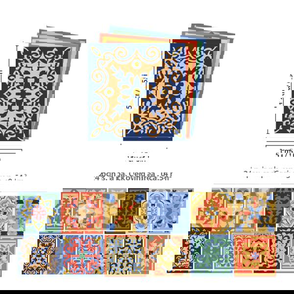 WT1568 - Mara Colourful Mix Mediterranean Wall Tile Sticker Set - 15 cm x 15 cm - 24 pcs