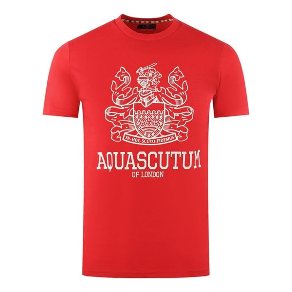 Aquascutum Large Bold London Aldis Brand Logo T-Shirt - Red