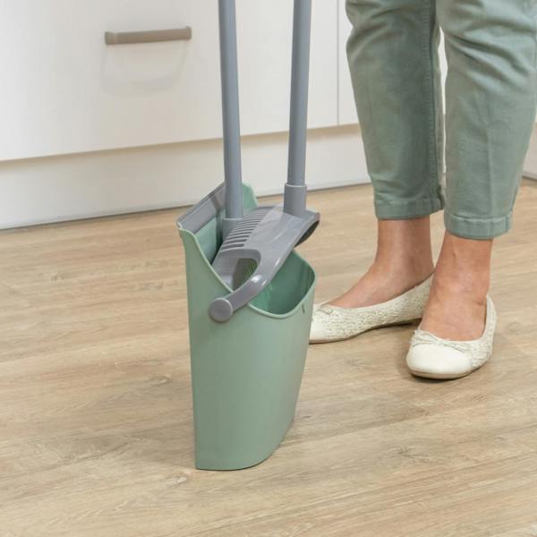 JVL Long Handle Lobby Dust Pan And Brush Set - Green