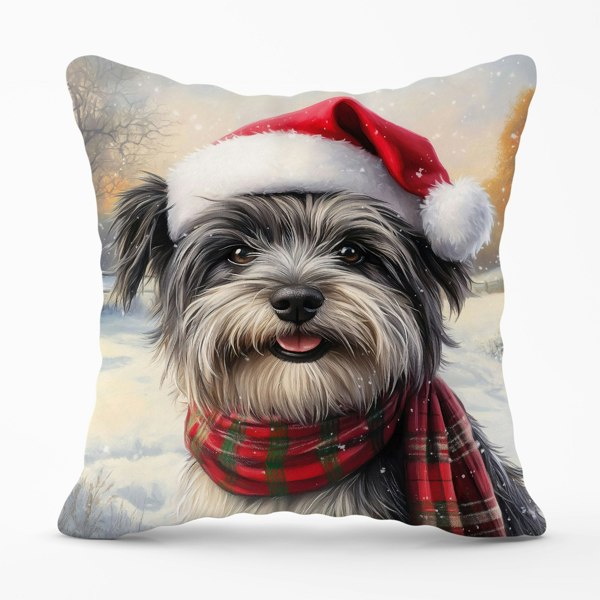 Warren Reed Snowy Christmas Skye Terrier Cushion