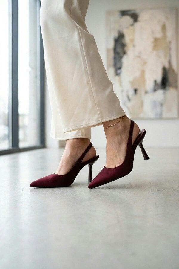 ikrush Sloane Satin Pointed Toe Slingback Heels