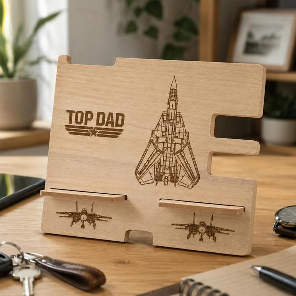 Widdop & Co Top Gun Wooden Desk Tidy Brown