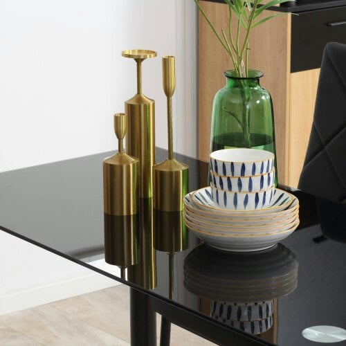 Wyld Haus Zinelalo Metal And Wooden Black Modern 5 Piece Dining Table Set For 4