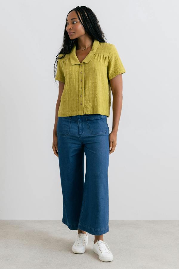 Lily & Me Lowlands Textured Seersucker Blouse Lime