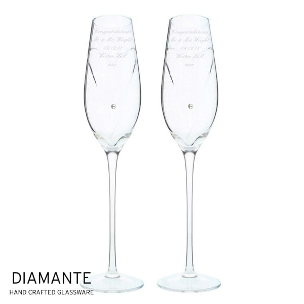 Personalised Memento Company Personalised Hand Cut Heart Pair of Flutes with Gift Box
