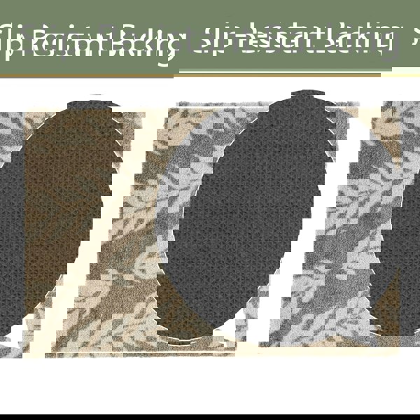 JVL Mega Mat Machine Washable Entrance Runner and Doormat Set, Brown Leaves