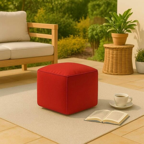 Night Zone Waterproof Bean Bag Footstool Pouffe Cube 40 x 40cm – Indoor & Outdoor Seating - Red
