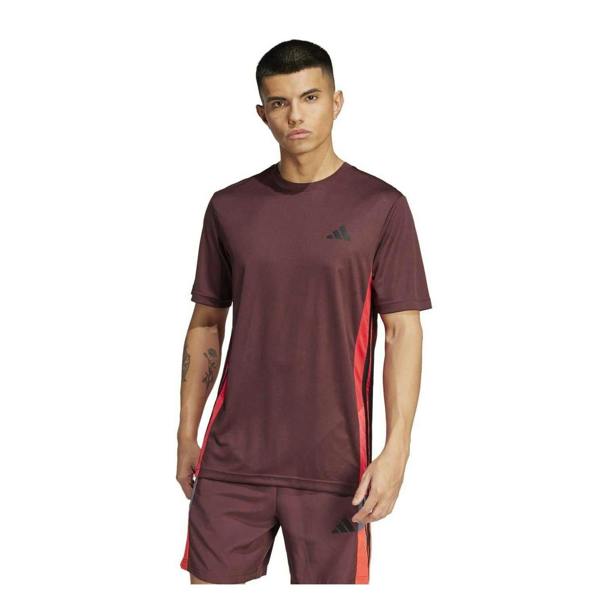 Adidas Mens Colour Block Regular Training T-Shirt - Ruby Red - 