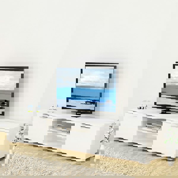 Furniture To Go Match TV Unit 2 Drawers 2 Shelf in White High Gloss