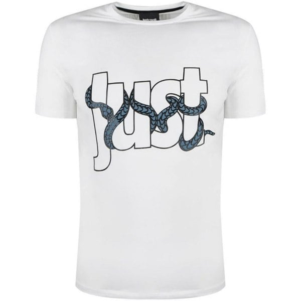 Just Cavalli Snake Wrapped Logo T-Shirt - White