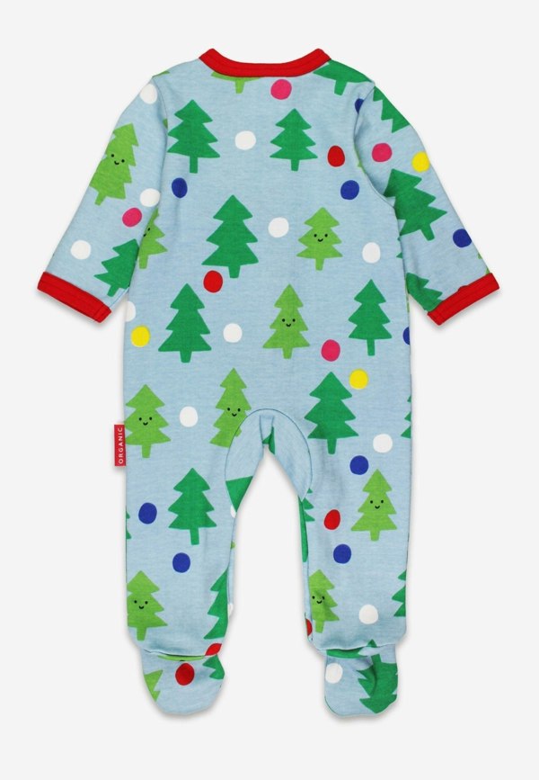 Organic Christmas Tree Print Sleepsuit - Toby Tiger UK Wholesale