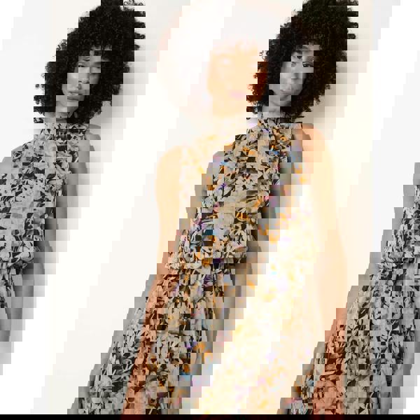 Blue Vanilla Watercolour Printed Sleeveless Midi Dress