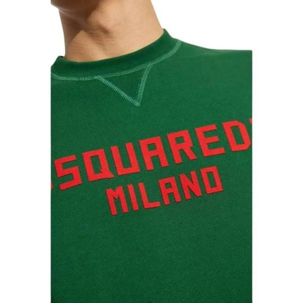 DSquared2 Unisex Adult Milano Logo Cool Fit Sweatshirt - Green/Bold Red - 