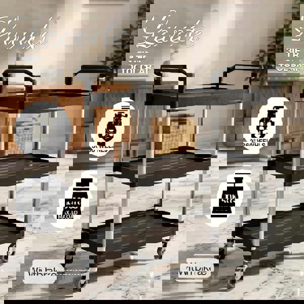 Levede Tool Trolley 3 Tier Rolling Storage Cart Multi-functional Workplace Black