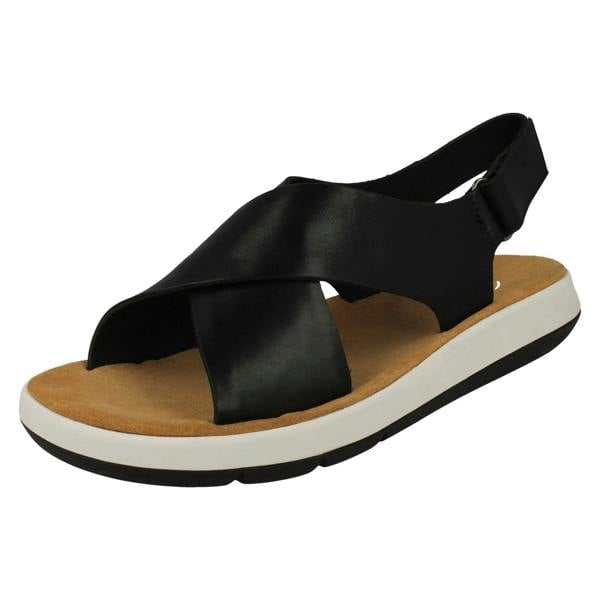 Clarks Ladies Clarks Unstructured Cross Detailed Wedge Heel Sandals Jemsa Cross