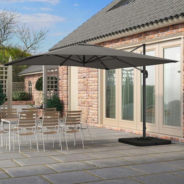 Dark Grey 3 x 3 m Square Cantilever Parasol Outdoor Hanging Umbrella for Garden and Patio Parasols Living and Home