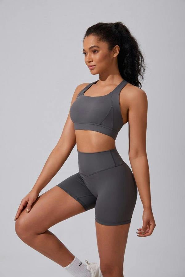 Anniou Scrunch Bum Workout Shorts - Dark Grey
