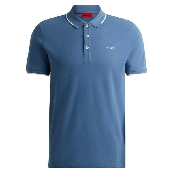 Hugo Mens Cotton Regular Polo Shirt - Medium Blue - 