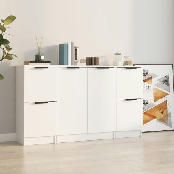 Berkfield Sideboards 3 pcs White Engineered Wood