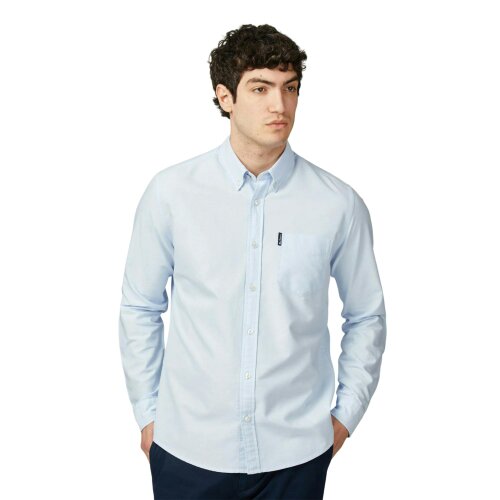 Ben Sherman Mens Signature Oxford Long-Sleeved Shirt - Sky