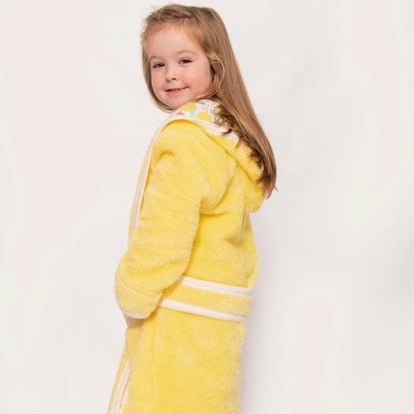 Luca and Rosa Lemon Grove Yellow Girls Fleece Dressing Gown