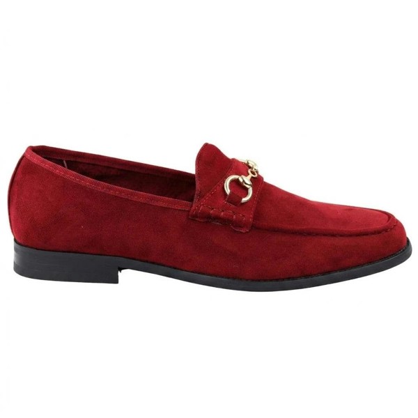 Dolcetto Men's Leather Lined Slip On Suede Loafer Shoes - Red