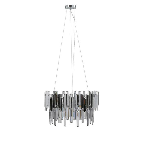 Pagazzi Lighting Onega 3 Light Chrome & Smoked Glass Pendant Ceiling Light