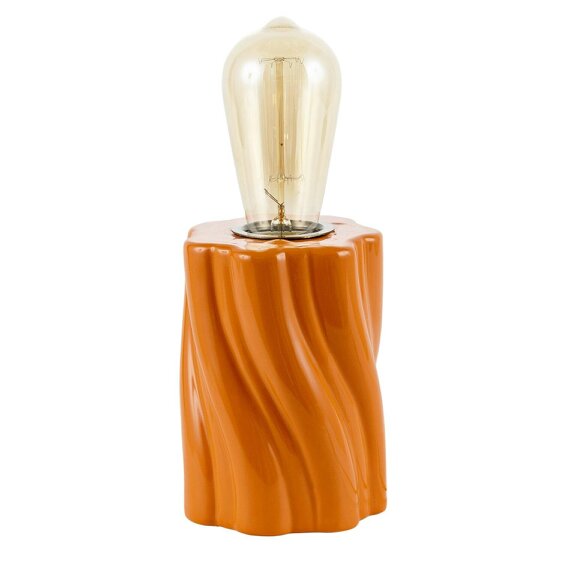 Happy Homewares Burnt Orange Glaze Table Lamp Base with Sculptural Twisted Wave Design