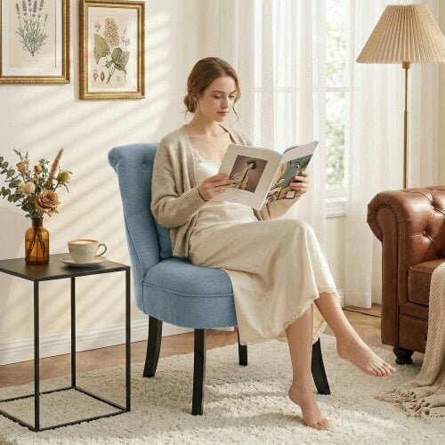HOMCOM Fabric Single Sofa Armchair Upholstered with Pillow