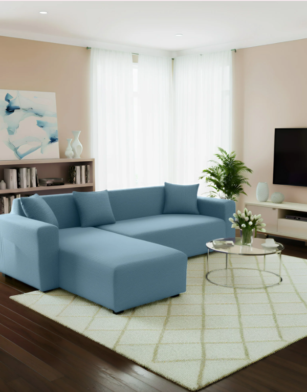 Anyseat 4 Seater Sofa Cover Plain Grey Blue Style and Protection For Living Room Sofa Chair Elastic Stretchable Slipcover