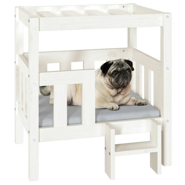 Berkfield Dog Bed White 65.5x43x70 cm Solid Wood Pine
