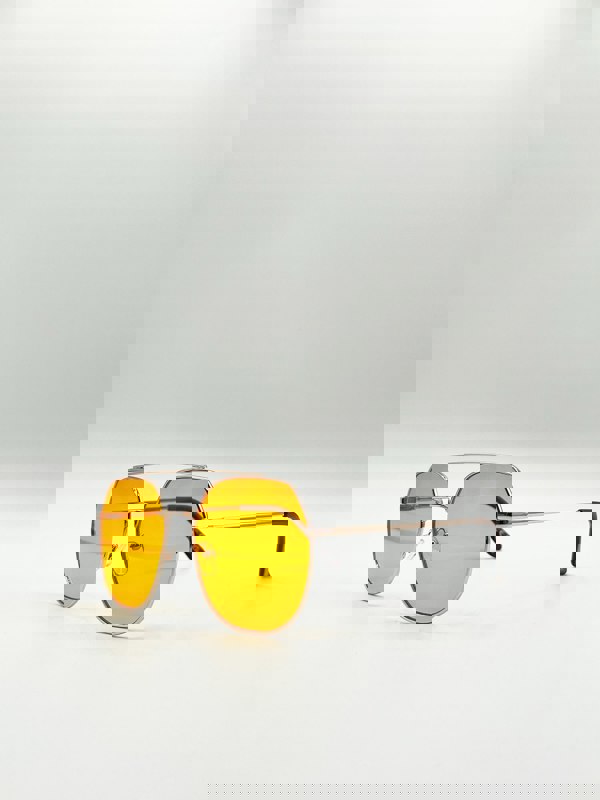 SVNX Oversized rounded aviator style sunglasses with yellow lenses