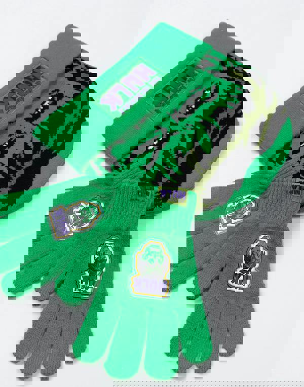 Marvel Boys Green Hulk Beanie and Gloves Set (One Size)