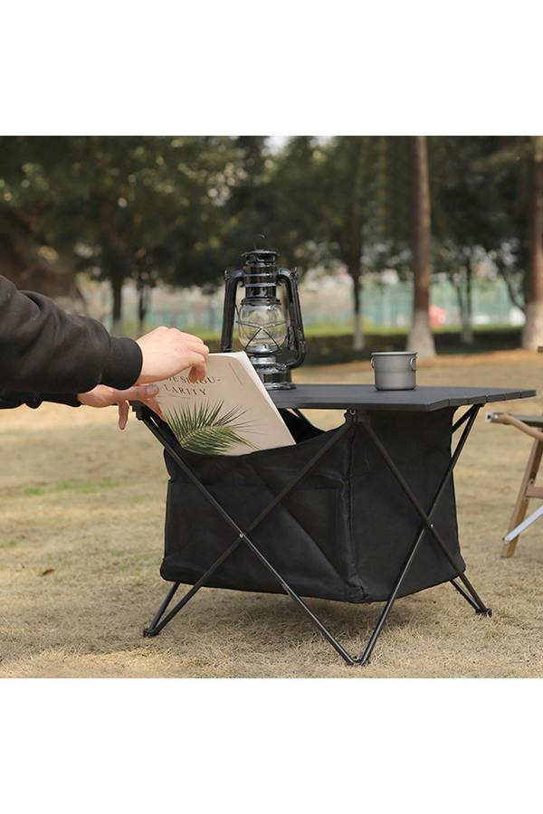 Living and Home 68cm W x 45cm D x 40cm H Foldable Camping Barbecue Aluminum Alloy Table with Storage Basket