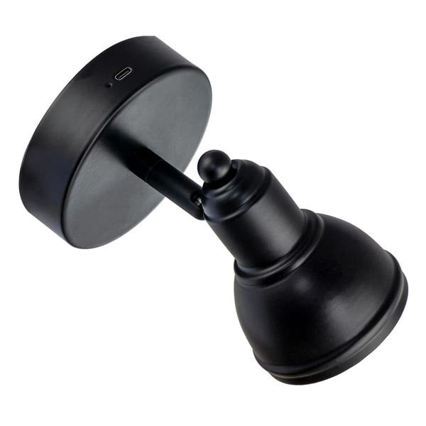 Modern Rechargeable Dimmable Spot Wall Light Fitting in Matte Black Image 3