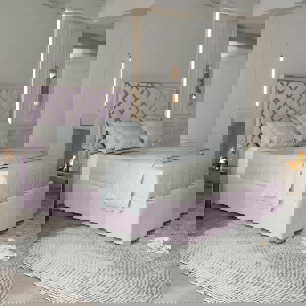 Casa Magna Tammy Upholstered Soft Velvet Metal Bed Frame - Pink