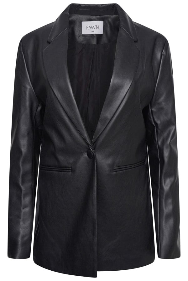 Fawn Trisha Faux Leather Jacket - Black
