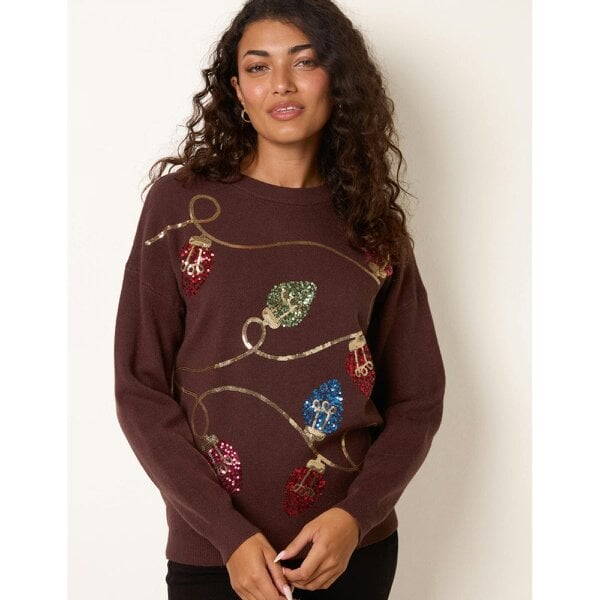 Blue Vanilla Festive Sequin Christmas Light Jumper