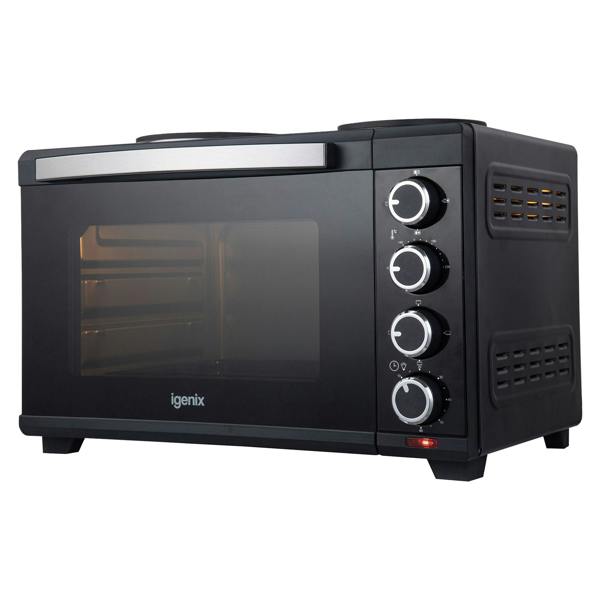 igenix 30L Mini Oven With Hotplates, Black