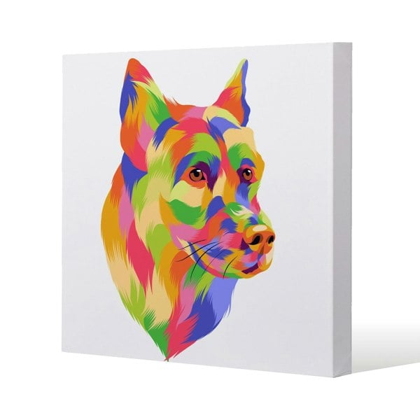 Benjamin Tate Design Amazing Illustration Dog Pop Art Slim Style Canvas Print  20x20cm , 15mm Slim Real wood.