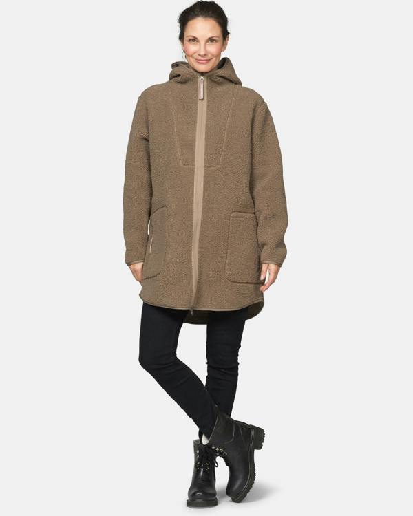 Ilse Jacobsen Bonded Pile Womens Hooded Jacket - Greige 105