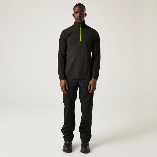 Regatta Mens Navigate Half Zip Fleece - Black/Lime Green