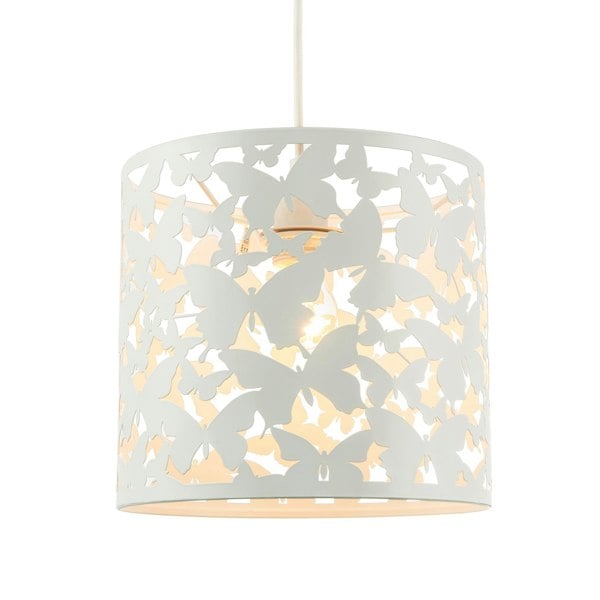 Unique Butterfly Themed Pendant Ceiling Light Shade in Gloss White Image 1