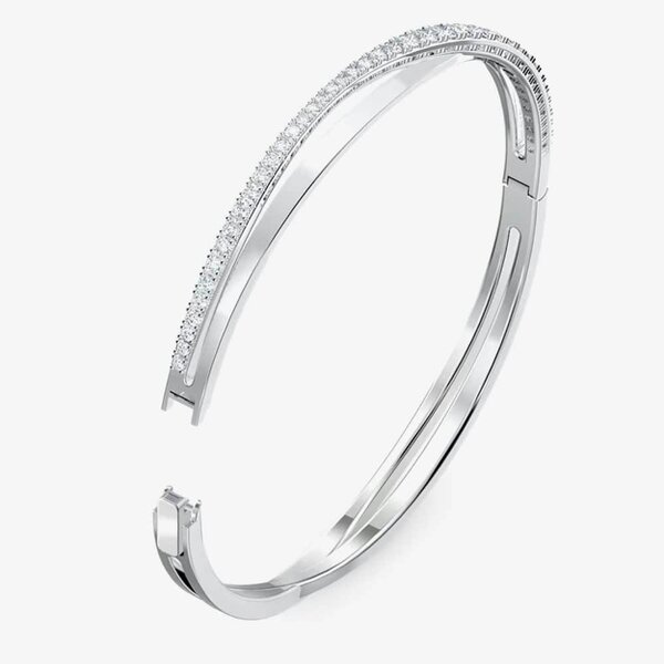 Swarovski Twist Cross Over White Crystal Bangle 5565210