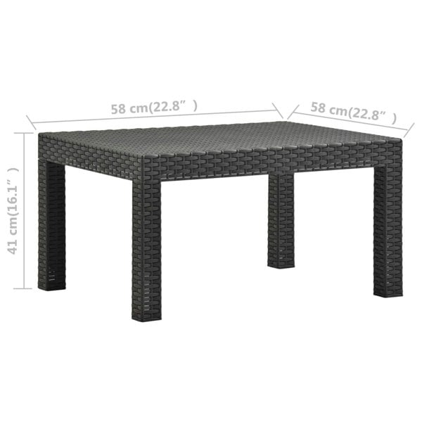 Berkfield Garden Table Anthracite 58x58x41 cm PP Rattan