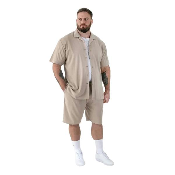 Duke Mens Connor D555 Stretch Kingsize Shirt - Stone - 