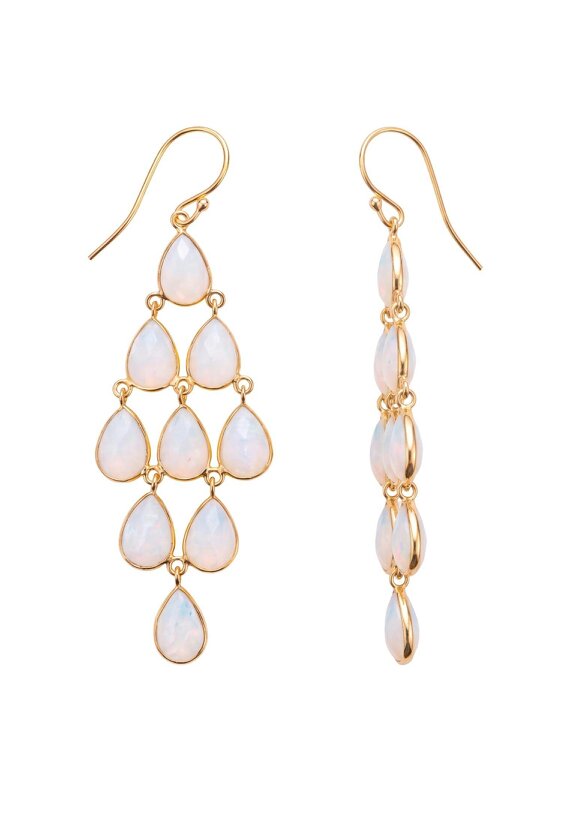 Latelita Erviola Gemstone Cascade Earrings Gold Opal