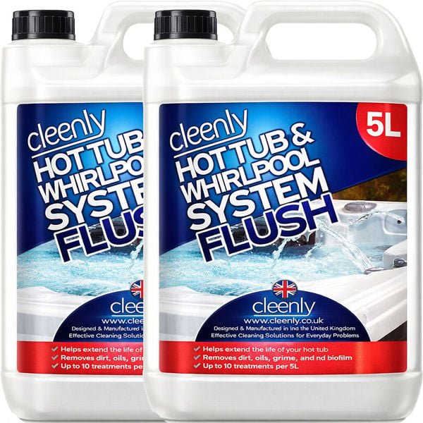 Cleenly Hot Tub & Whirlpool System Flush - Removes Dirt, Grime & Biofilm - Sterilises and Deeply Clean 10L